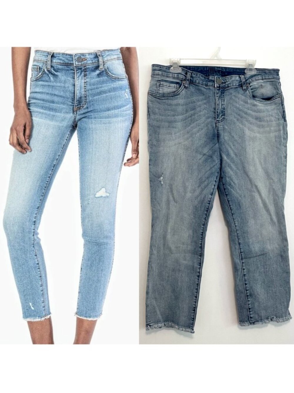 KUT FROM THE KLOTH KFTK Abigail Crop Straight Leg Mid Rise Jeans Cropped Ankle